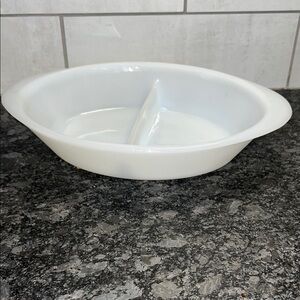 Glass bake White Divided Serving Dish.  THANKSGIVING or CHRISTMAS MUST!